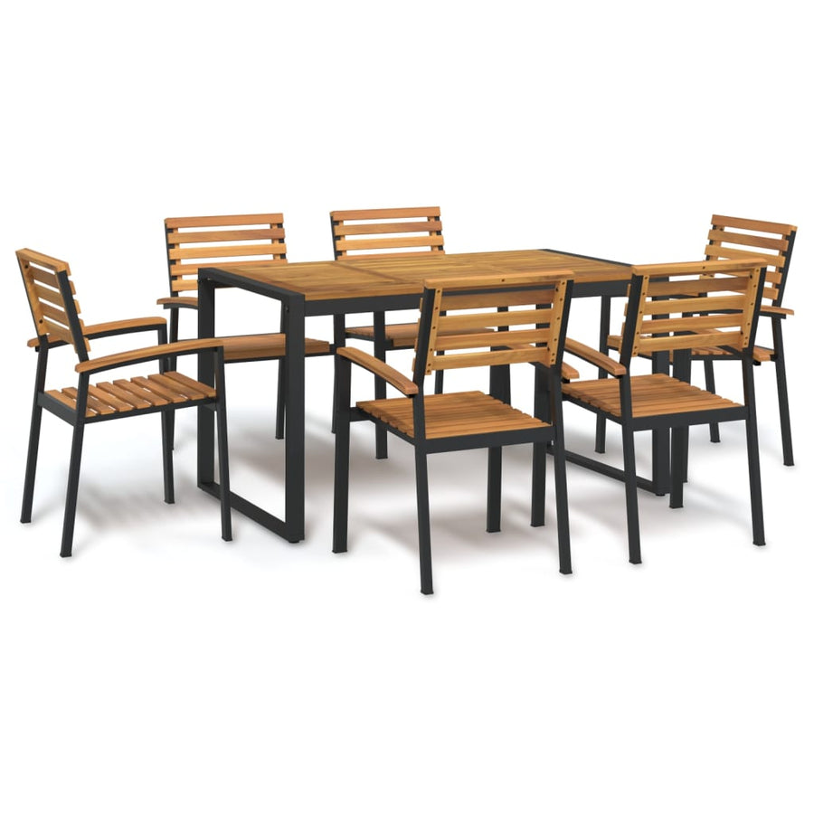 7-Delige Tuinset Massief Acaciahout En Metaal 6 140 cm tafellengte