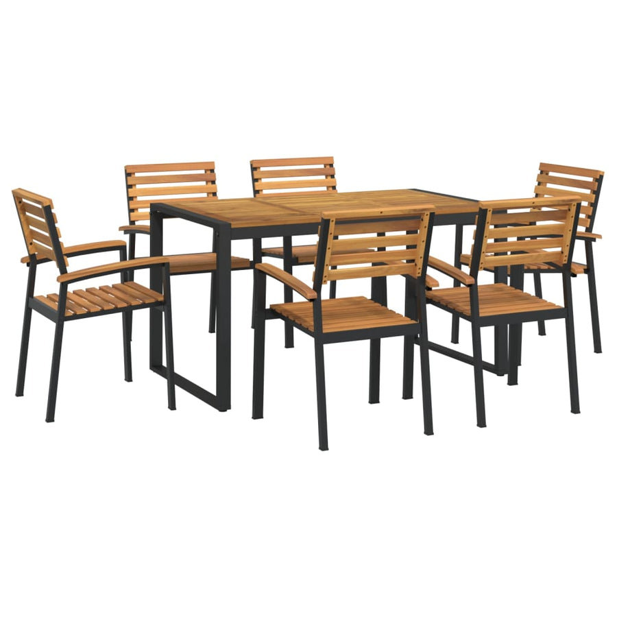 7-Delige Tuinset Massief Acaciahout En Metaal 6 140 cm tafellengte