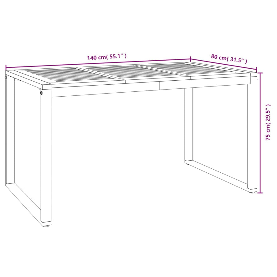7-Delige Tuinset Massief Acaciahout En Metaal 6 140 cm tafellengte