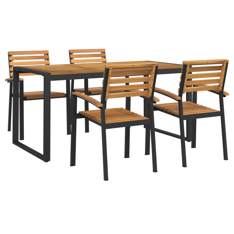 5-Delige Tuinset Massief Acaciahout En Metaal 160 cm tafellengte