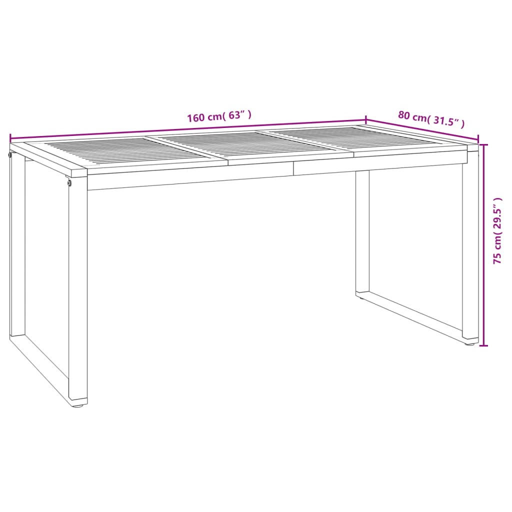 5-Delige Tuinset Massief Acaciahout En Metaal 160 cm tafellengte