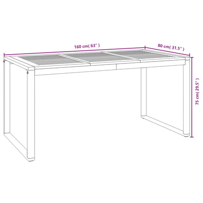 5-Delige Tuinset Massief Acaciahout En Metaal 160 cm tafellengte
