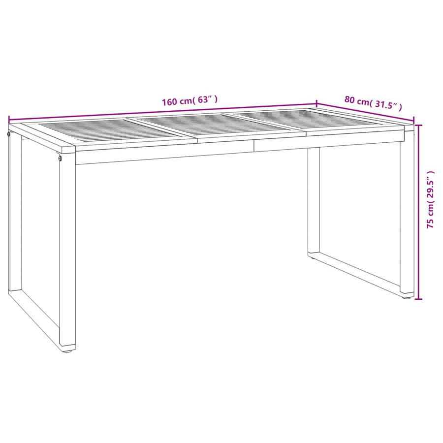 5-Delige Tuinset Massief Acaciahout En Metaal 160 cm tafellengte