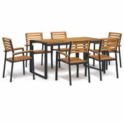 Tuinset 7-delig massief acaciahout metaal 160 cm