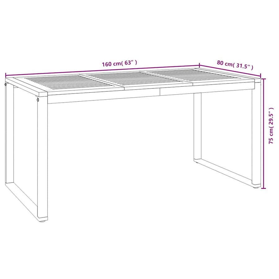 7-Delige Tuinset Massief Acaciahout En Metaal 160 cm tafellengte