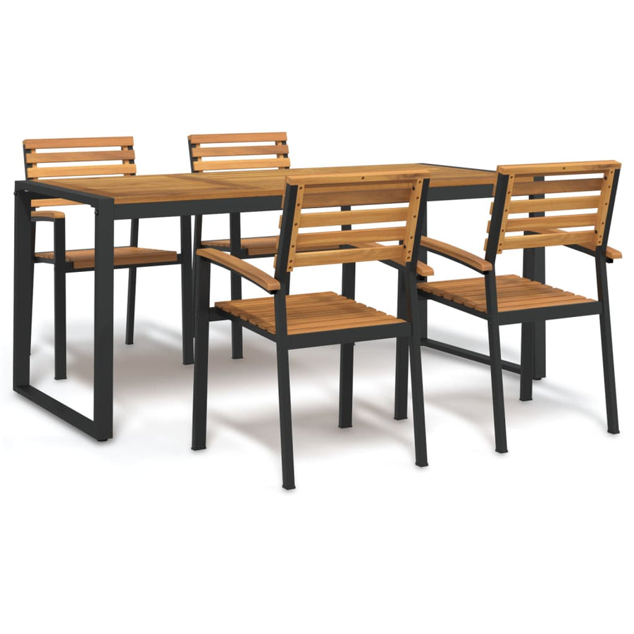 5-Delige Tuinset Massief Acaciahout En Metaal 180 cm tafellengte