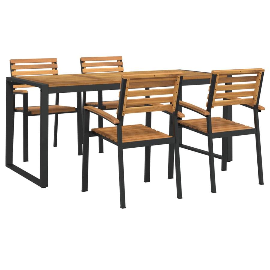 5-Delige Tuinset Massief Acaciahout En Metaal 180 cm tafellengte