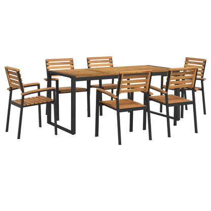 7-Delige Tuinset Massief Acaciahout En Metaal 180 cm tafellengte
