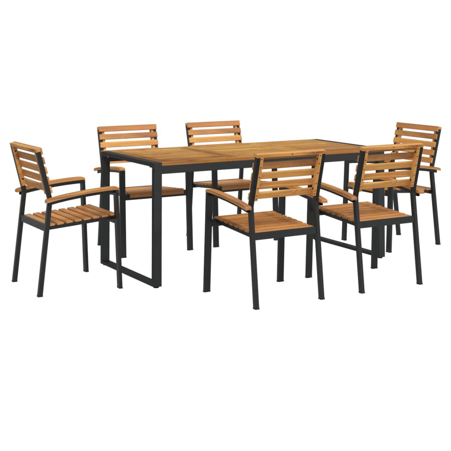7-Delige Tuinset Massief Acaciahout En Metaal 180 cm tafellengte