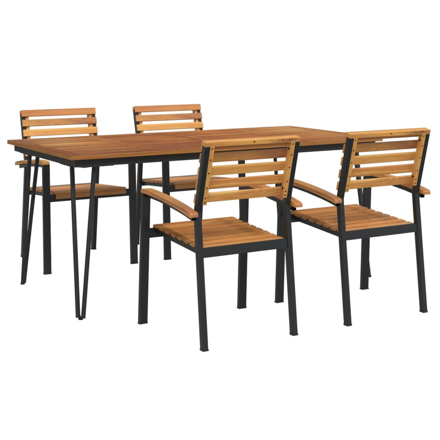 5-Delige Tuinset Massief Acaciahout En Metaal 180 cm tafellengte