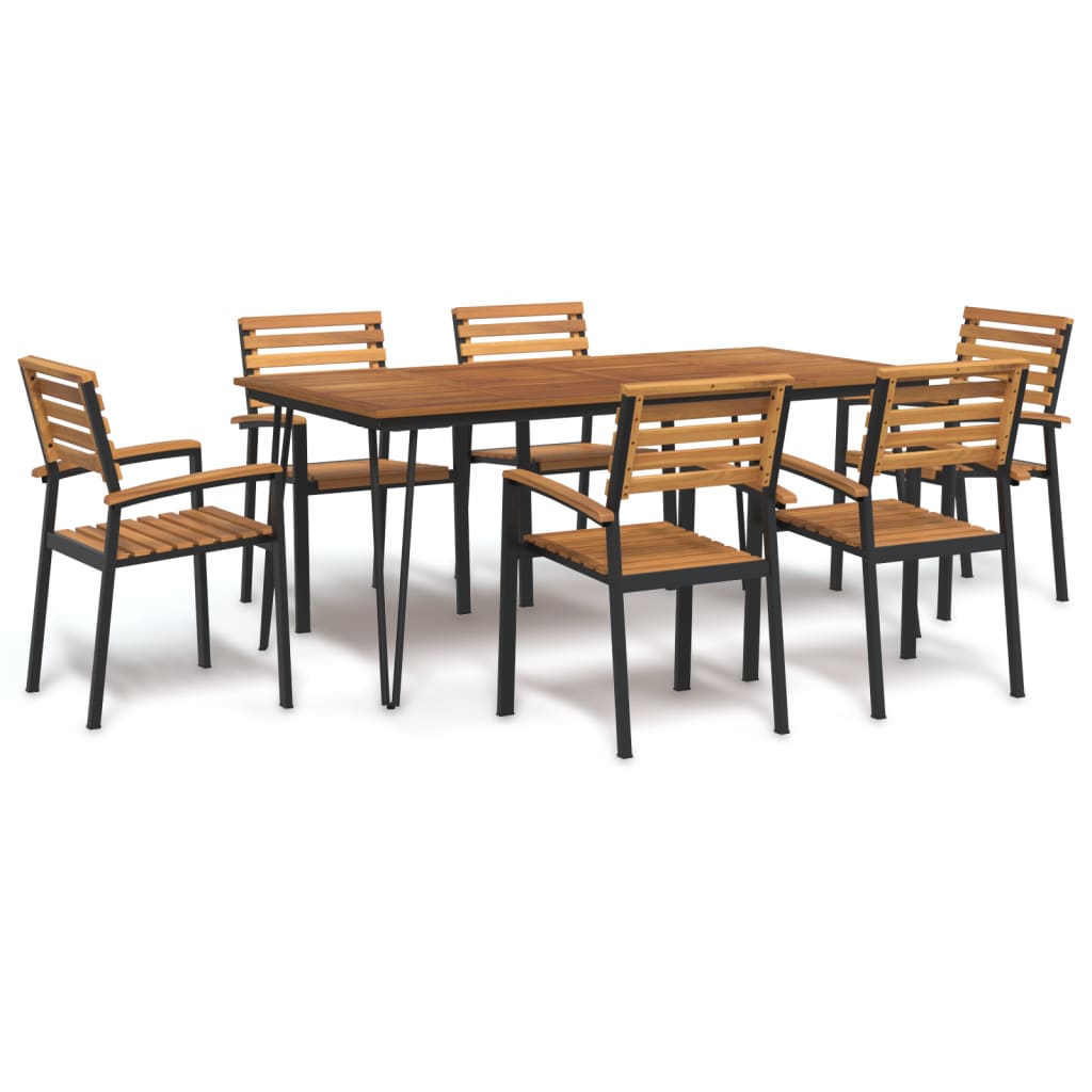 7-Delige Tuinset Massief Acaciahout En Metaal 6 180 cm tafellengte