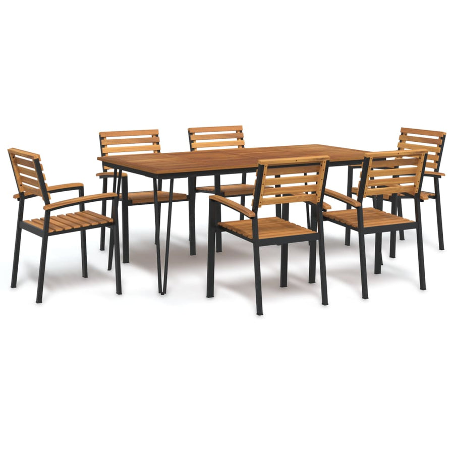 7-Delige Tuinset Massief Acaciahout En Metaal 6 180 cm tafellengte