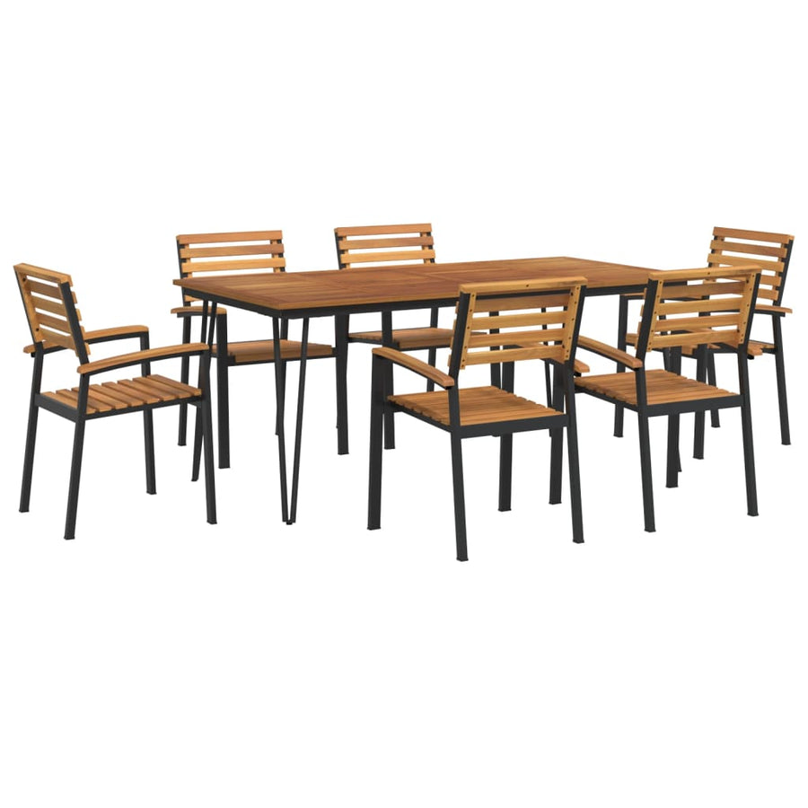 7-Delige Tuinset Massief Acaciahout En Metaal 6 180 cm tafellengte