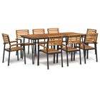 9-Piece Garden Dining Set Solid Acacia Wood and Metal