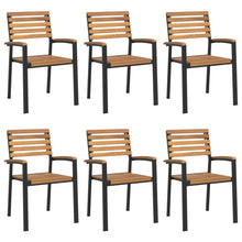 Tuinstoelen 6 st stapelbaar massief acaciahout en metaal