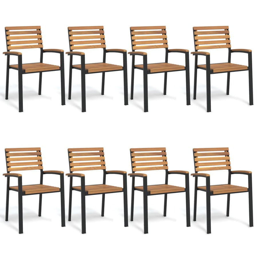 Tuinstoelen 8 St Stapelbaar Massief Acaciahout En Metaal