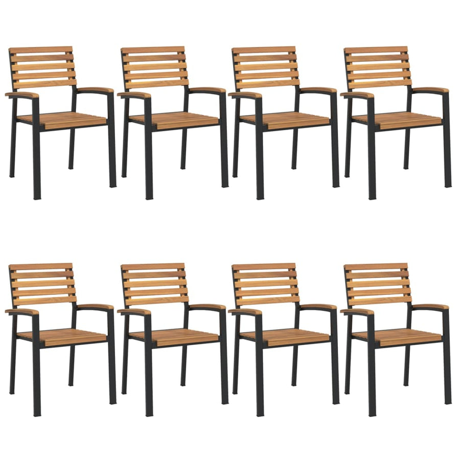 Tuinstoelen 8 St Stapelbaar Massief Acaciahout En Metaal