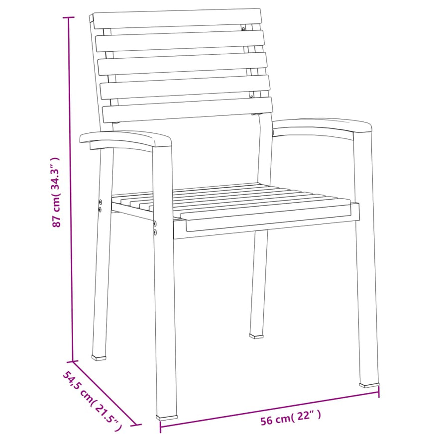 Tuinstoelen 8 St Stapelbaar Massief Acaciahout En Metaal