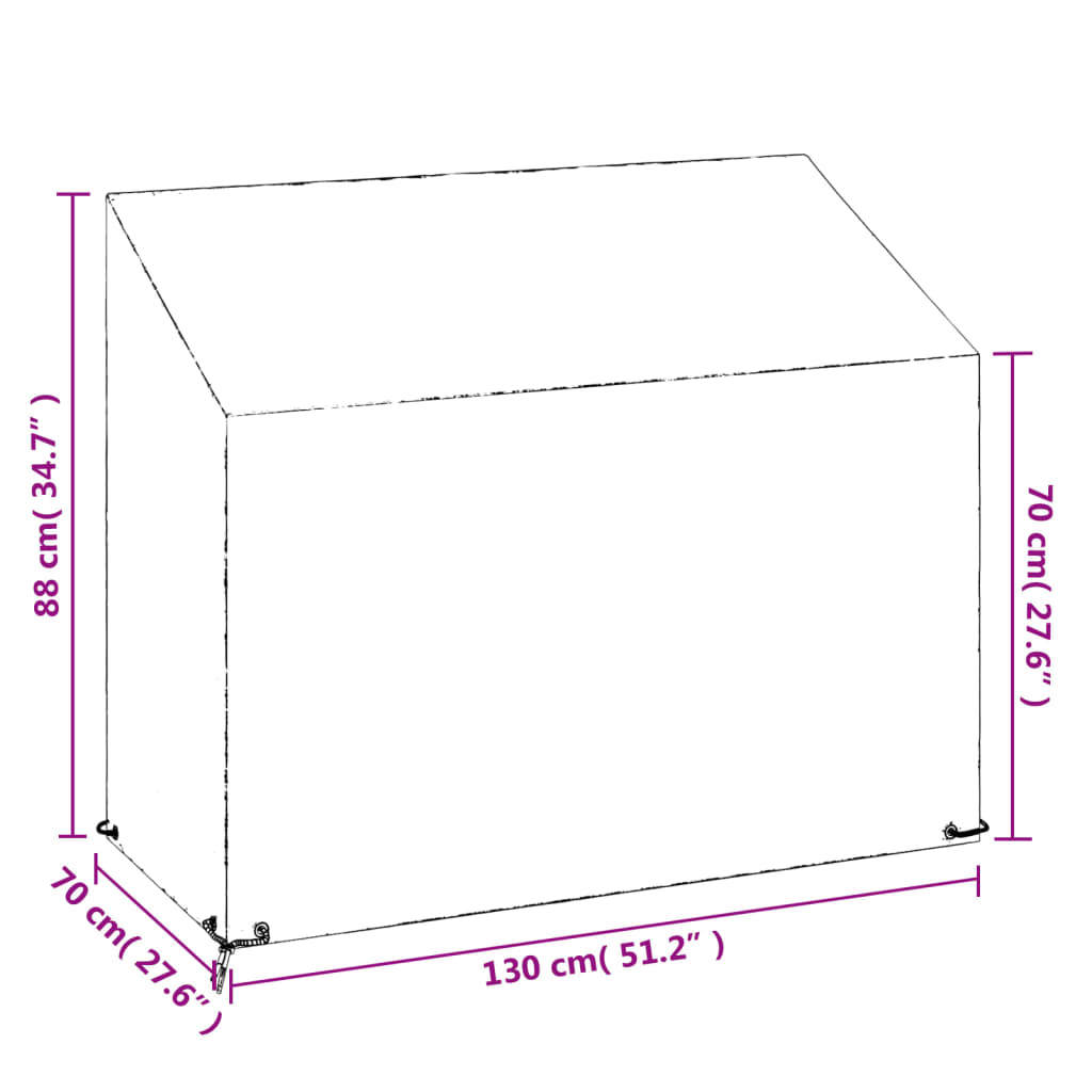 Tuinbankhoezen 8 Oogjes Polyetheen 2 130 x 70 x 70/88 cm