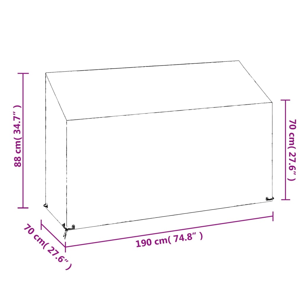Tuinbankhoezen 8 Oogjes Polyetheen 2 190 x 70 x 70/88 cm