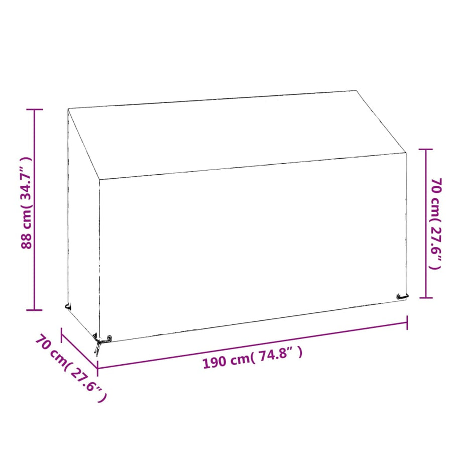 Tuinbankhoezen 8 Oogjes Polyetheen 2 190 x 70 x 70/88 cm