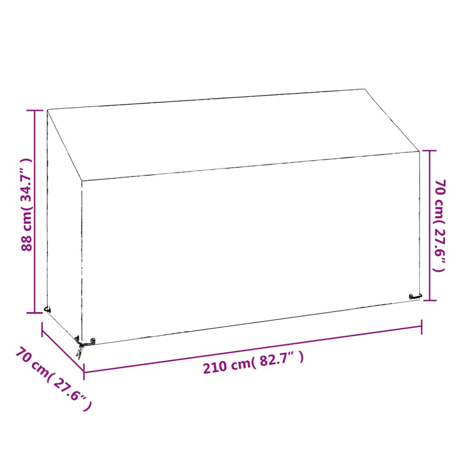 Tuinbankhoezen 1 Oogjes Polyetheen 2 210 x 70 x 70/88 cm