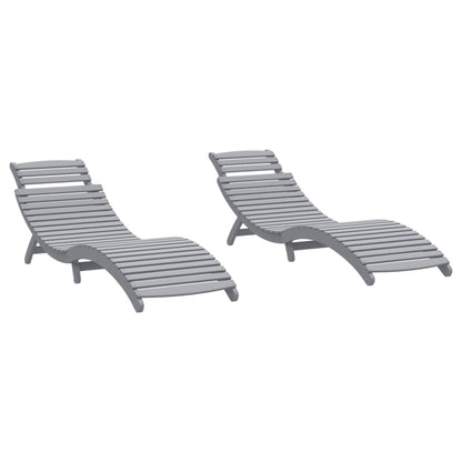 Ligbedden 2 st 184x55x64 cm massief acaciahout grijs