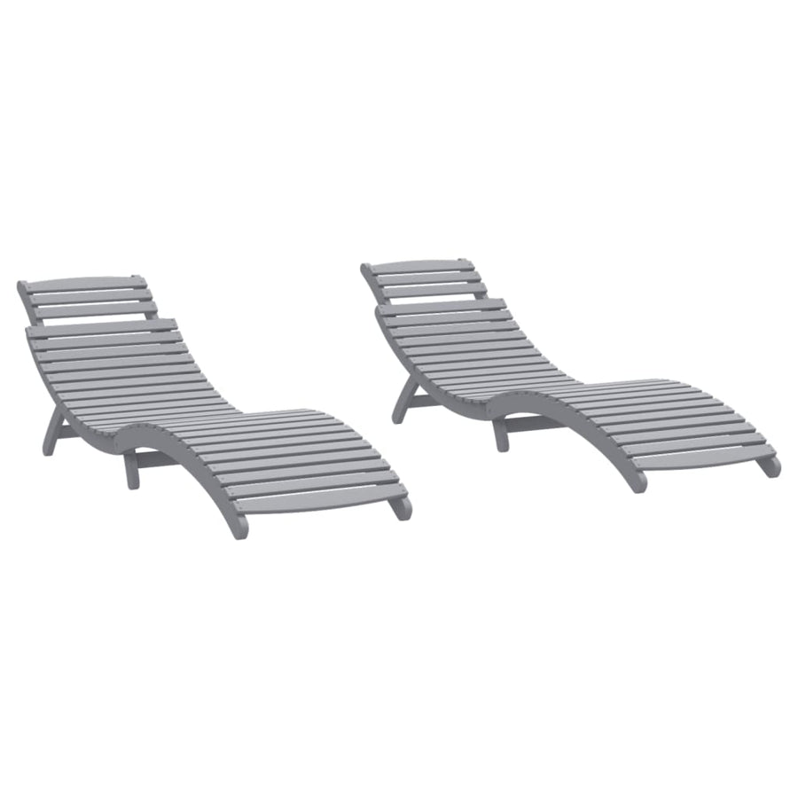Ligbedden 2 st 184x55x64 cm massief acaciahout grijs
