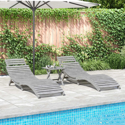 Ligbedden 2 st 184x55x64 cm massief acaciahout grijs