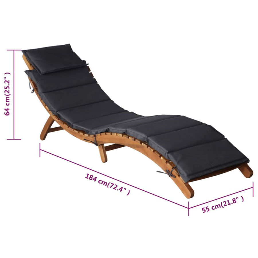 Ligstoelen Met Kussens Massief Acaciahout 2 Donkergrijs