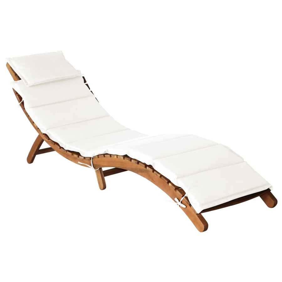 Ligstoelen Met Kussens Massief Acaciahout Wit 2 Crème