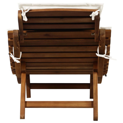 Ligstoelen Met Kussens Massief Acaciahout Wit 2 Crème