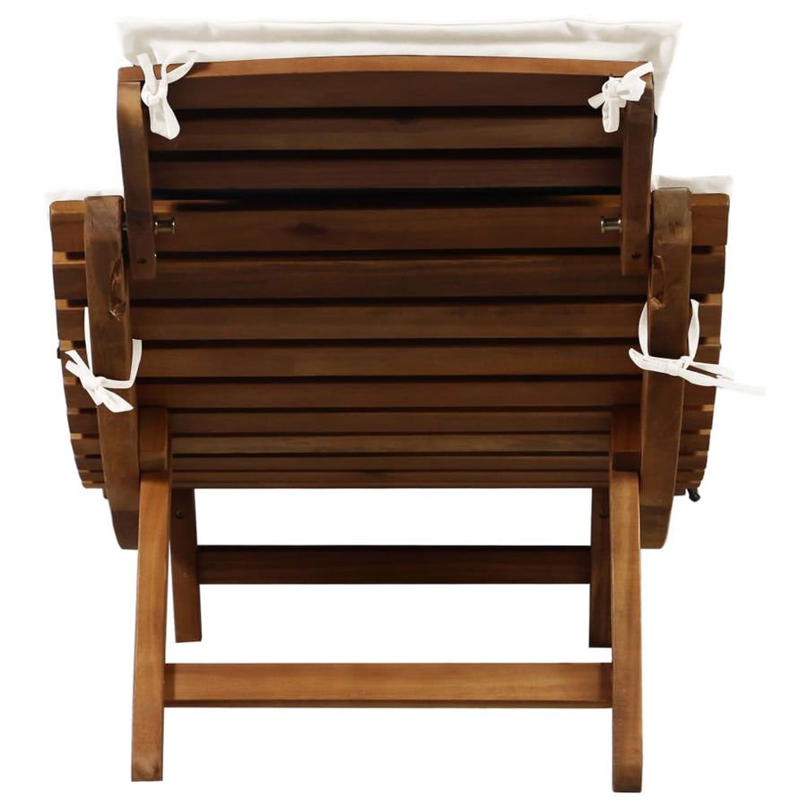 Ligstoelen Met Kussens Massief Acaciahout Wit 2 Crème