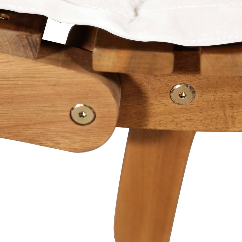 Ligstoelen Met Kussens Massief Acaciahout Wit 2 Crème