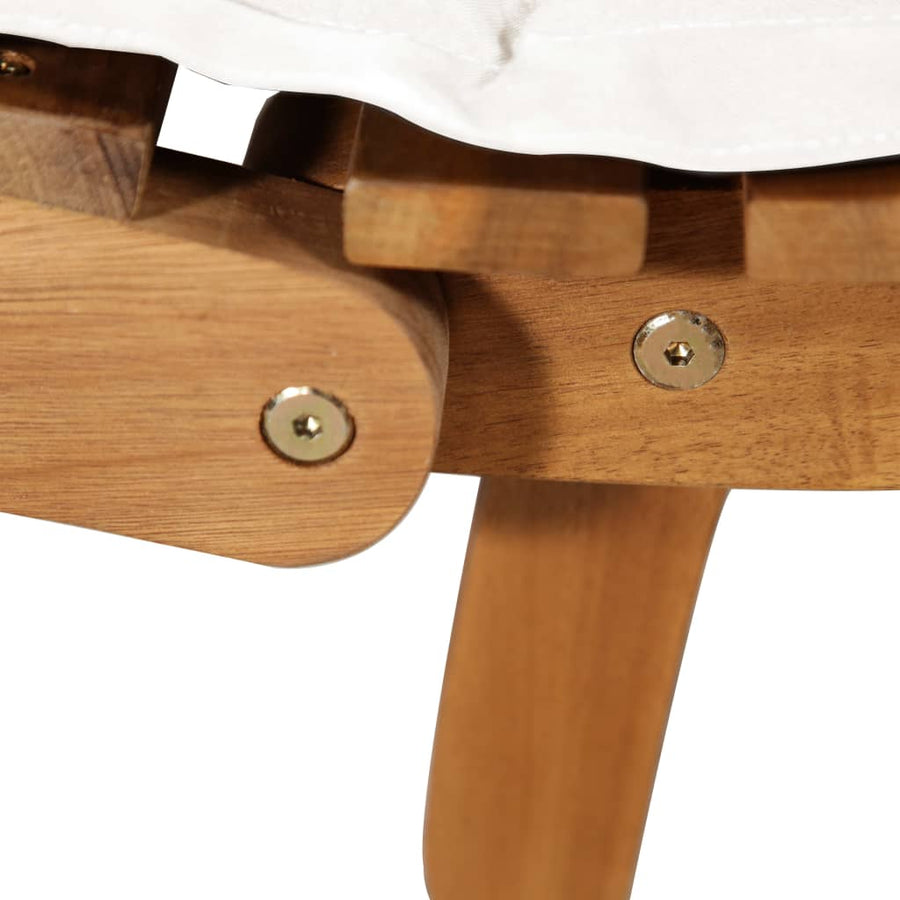 Ligstoelen Met Kussens Massief Acaciahout Wit 2 Crème