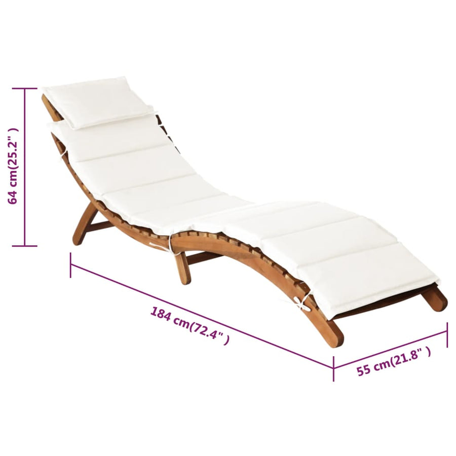 Ligstoelen Met Kussens Massief Acaciahout Wit 2 Crème