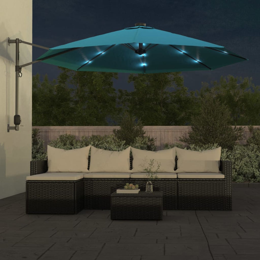 Wandparasol Met Leds 290 Cm Zeeblauw