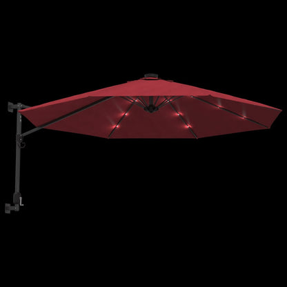 Wandparasol met LEDs 290 cm felrood