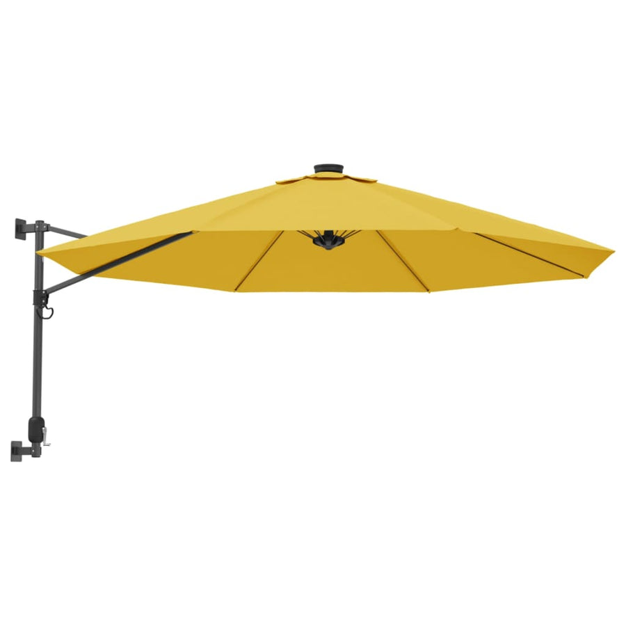 Wandparasol met LEDs 290 cm geel
