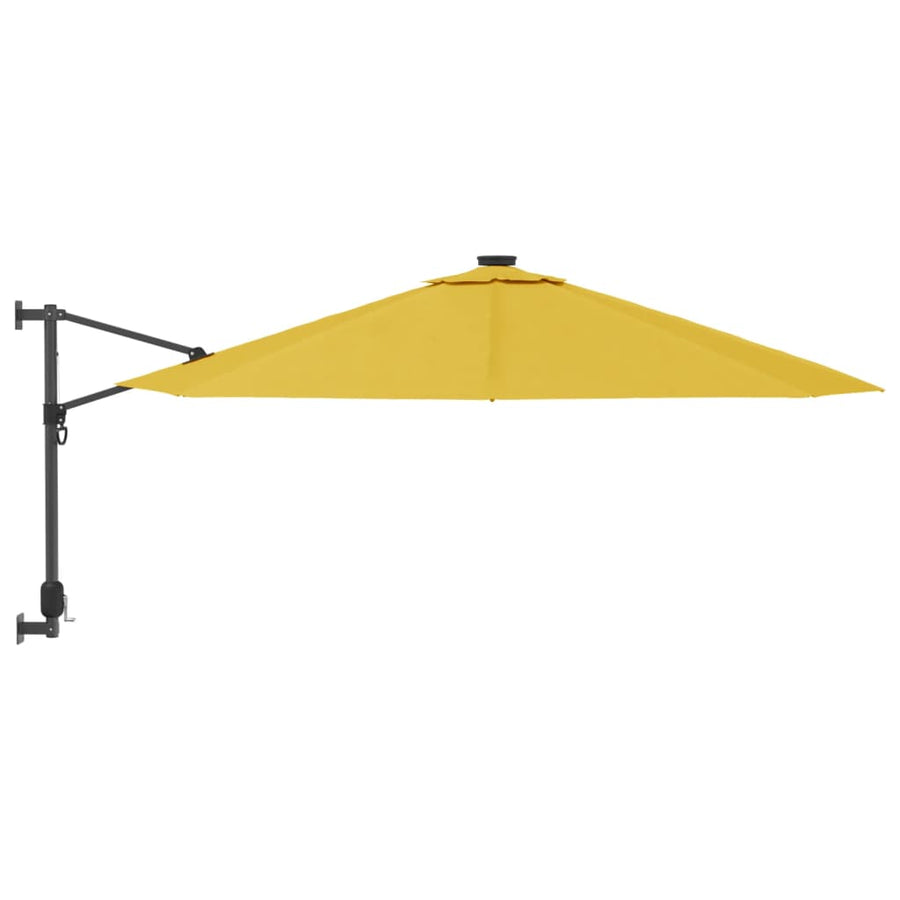 Wandparasol met LEDs 290 cm geel