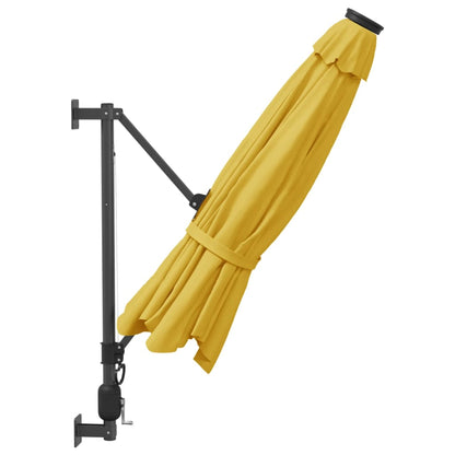 Wandparasol met LEDs 290 cm geel