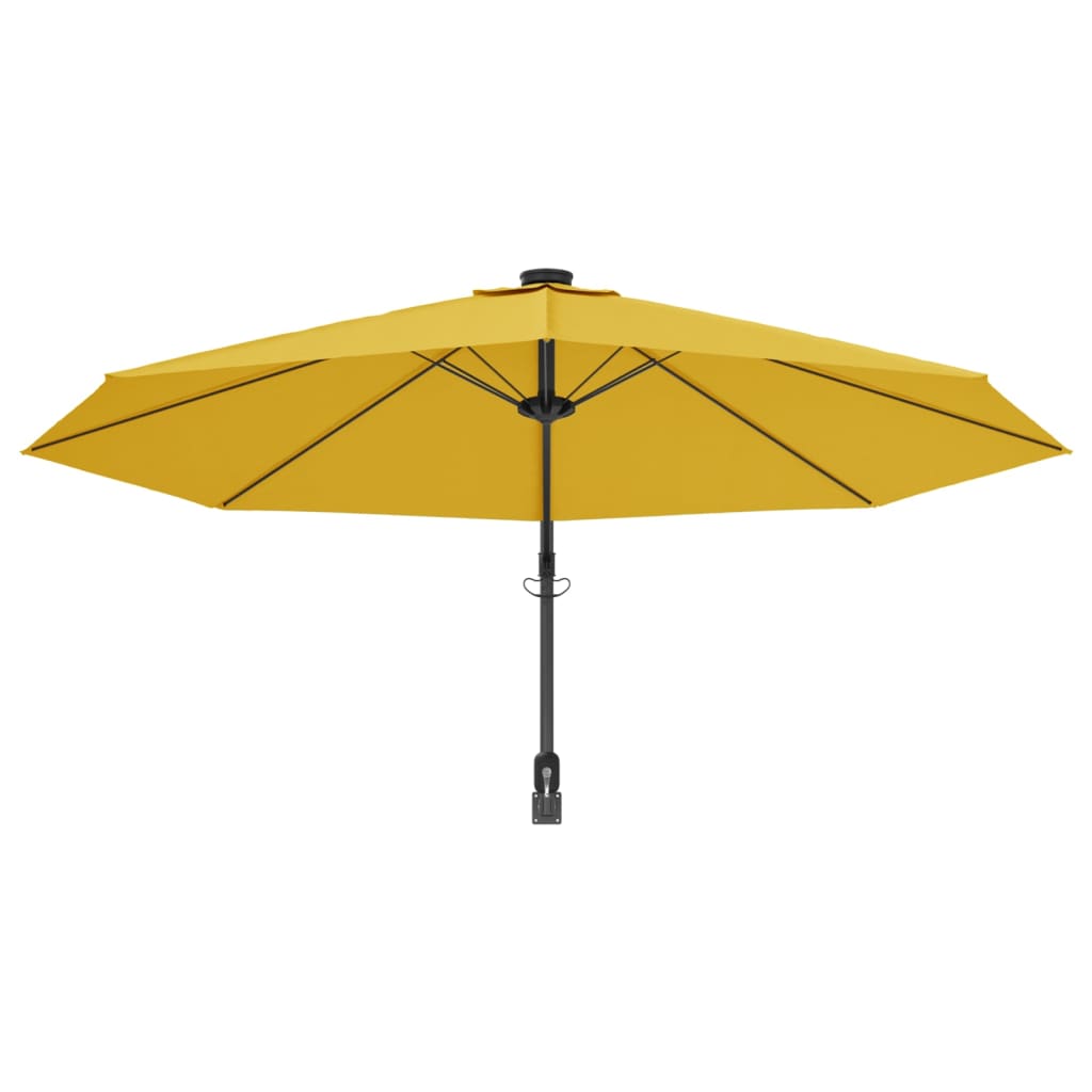 Wandparasol met LEDs 290 cm geel