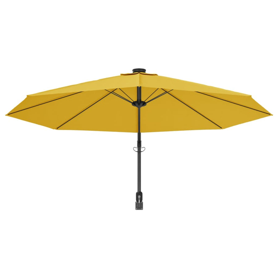 Wandparasol met LEDs 290 cm geel