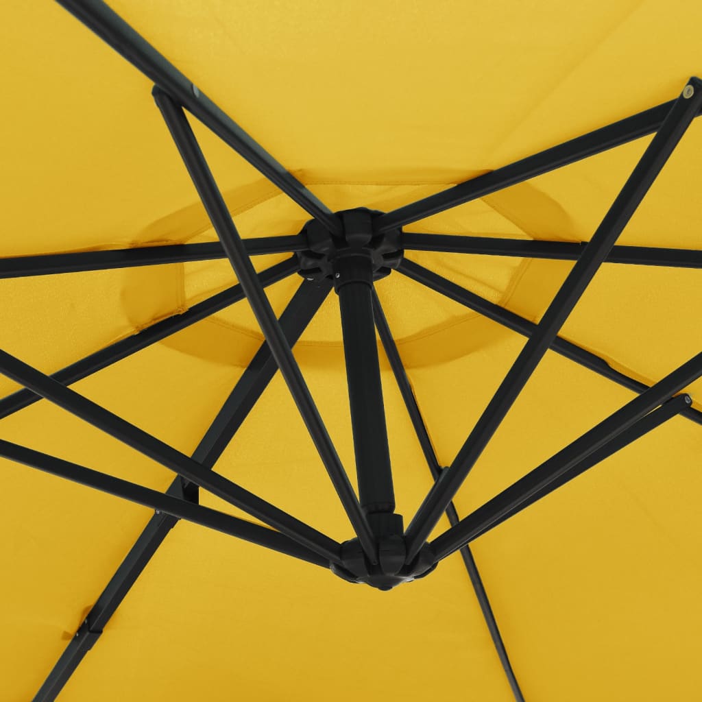 Wandparasol met LEDs 290 cm geel