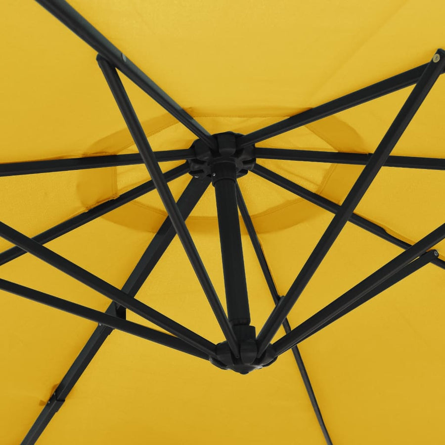 Wandparasol met LEDs 290 cm geel