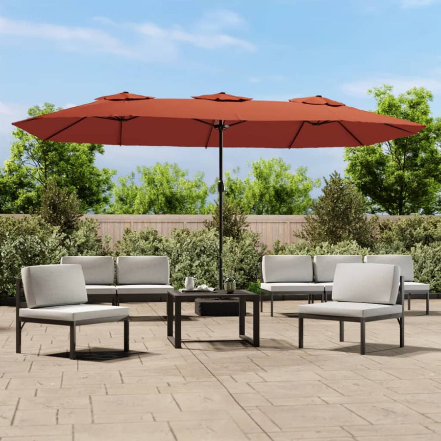 Parasol Dubbel Dak 449X265 Cm Kleurig Terracotta