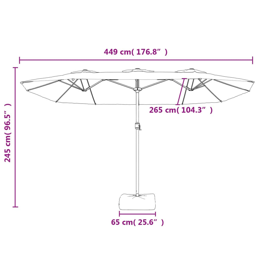 Parasol Dubbel 449X245 Cm Zwart