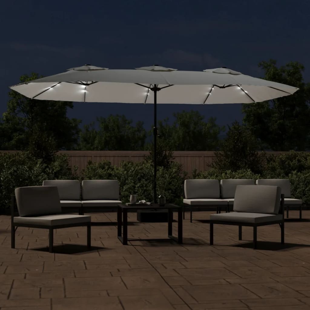 Parasol Dubbel Met Led 449X245 Cm Zandwit
