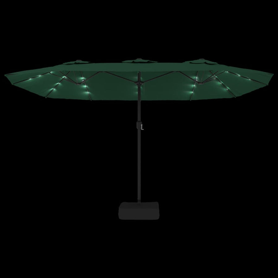 Parasol Dubbel Dak Met Led 449X265 Cm Groen