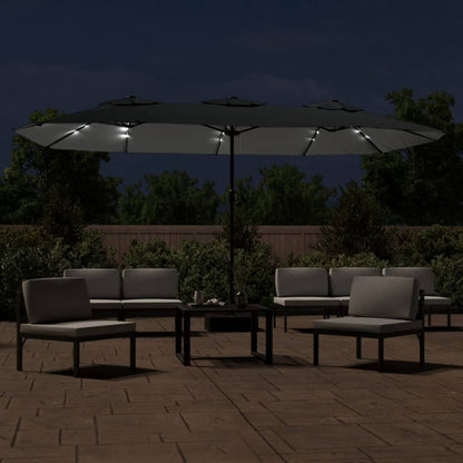Parasol Dubbel Met Led 449X245 Cm Antracietkleurig